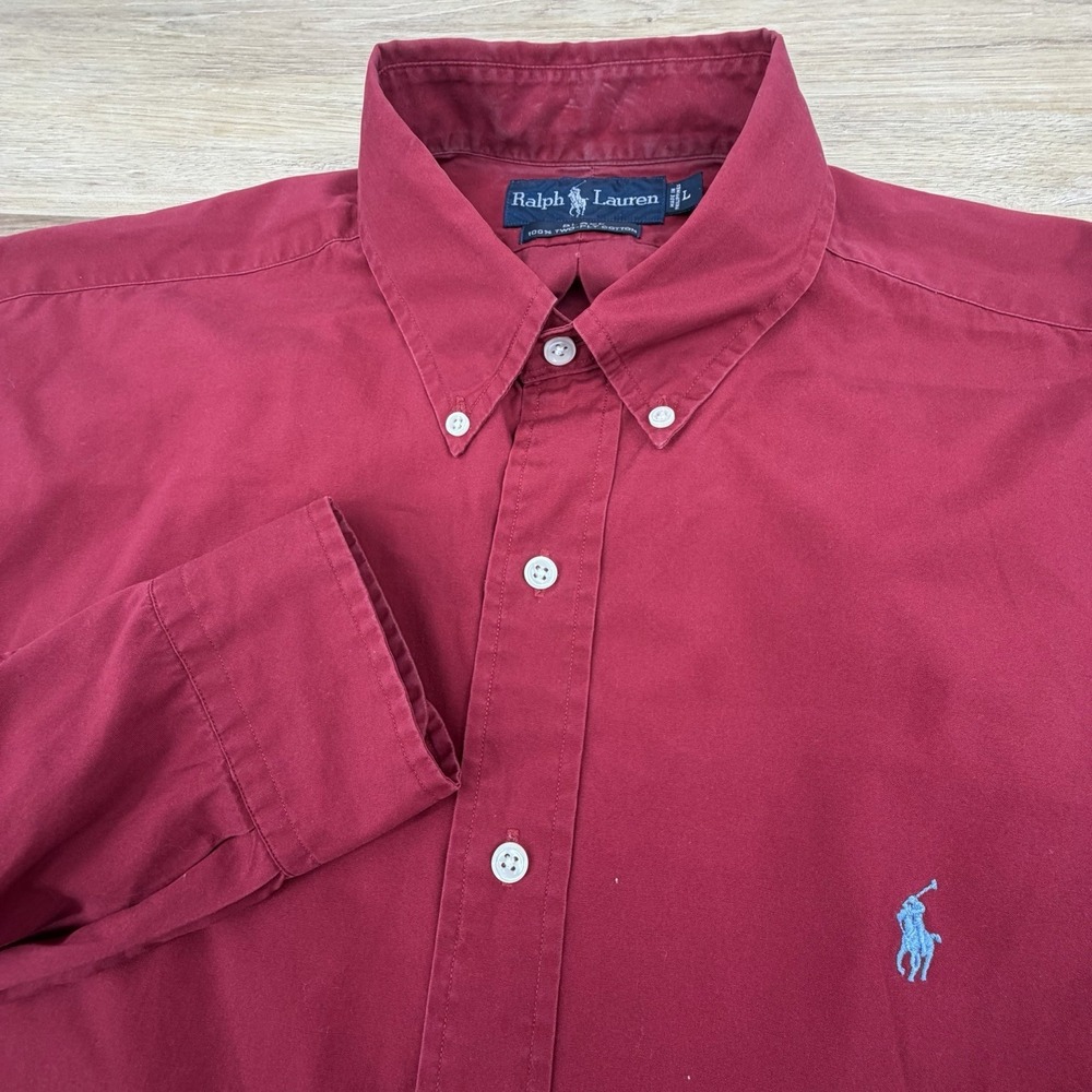 Polo Ralph Lauren "Blake" Men's Button Down Shirt - Solid Burgundy - Size L- EUC